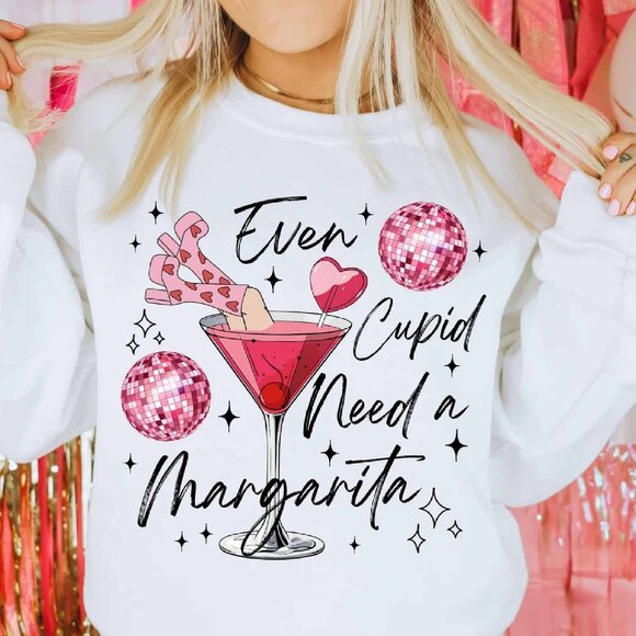 Gildan Other - Even Cupid Need A Margarita T-Shirt, Retro Valentine T-Shirt